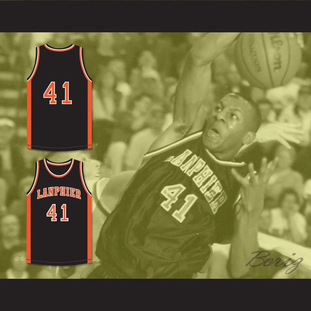 Andre Iguodala 41 Lanphier High School Lions Black Basketball Jersey 3