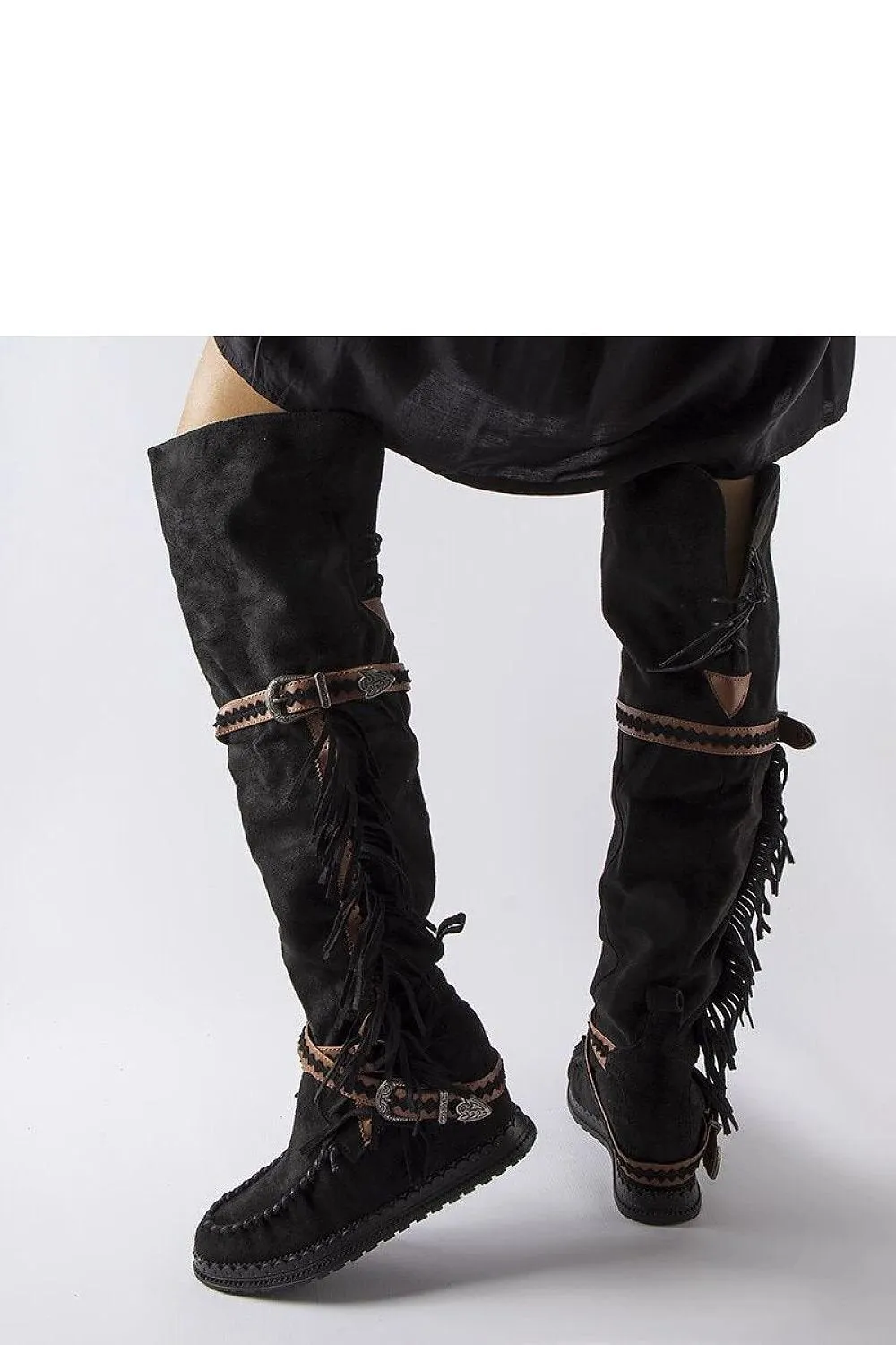 Black platform buskin boots