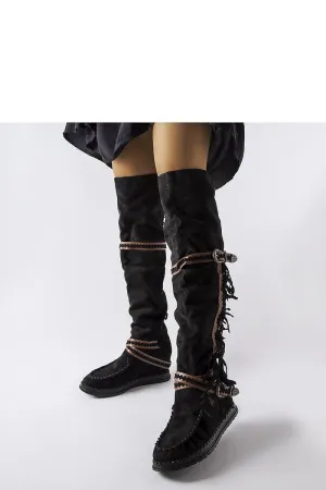 Black platform buskin boots