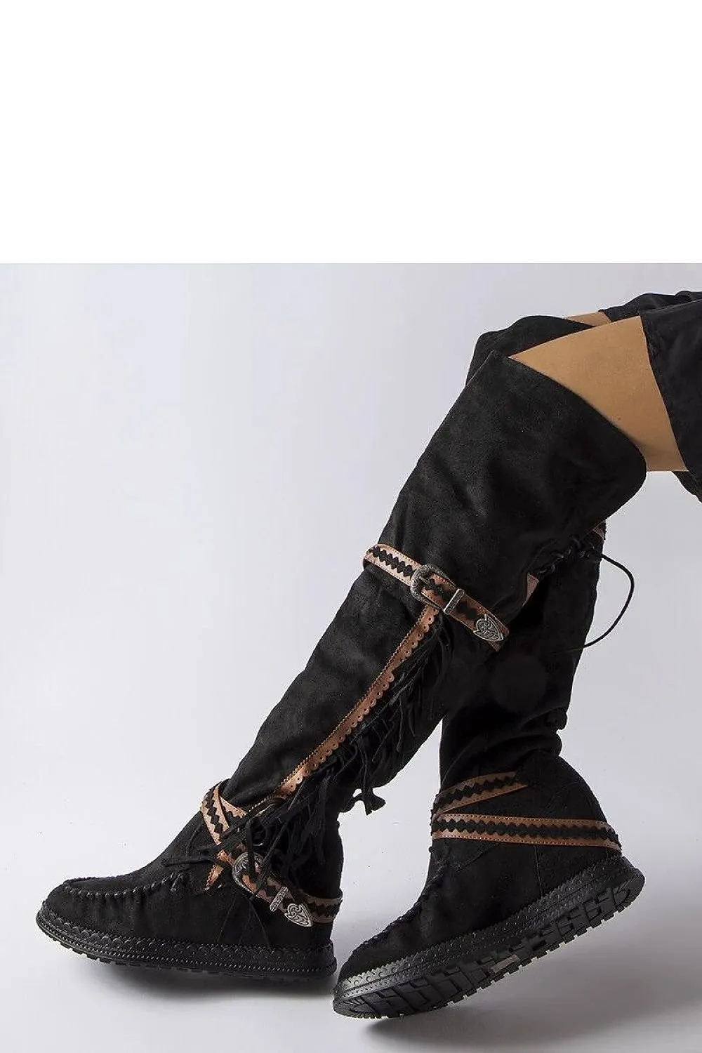 Black platform buskin boots