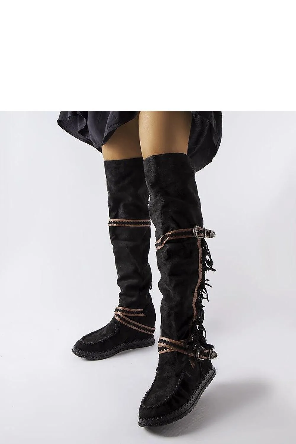Black platform buskin boots