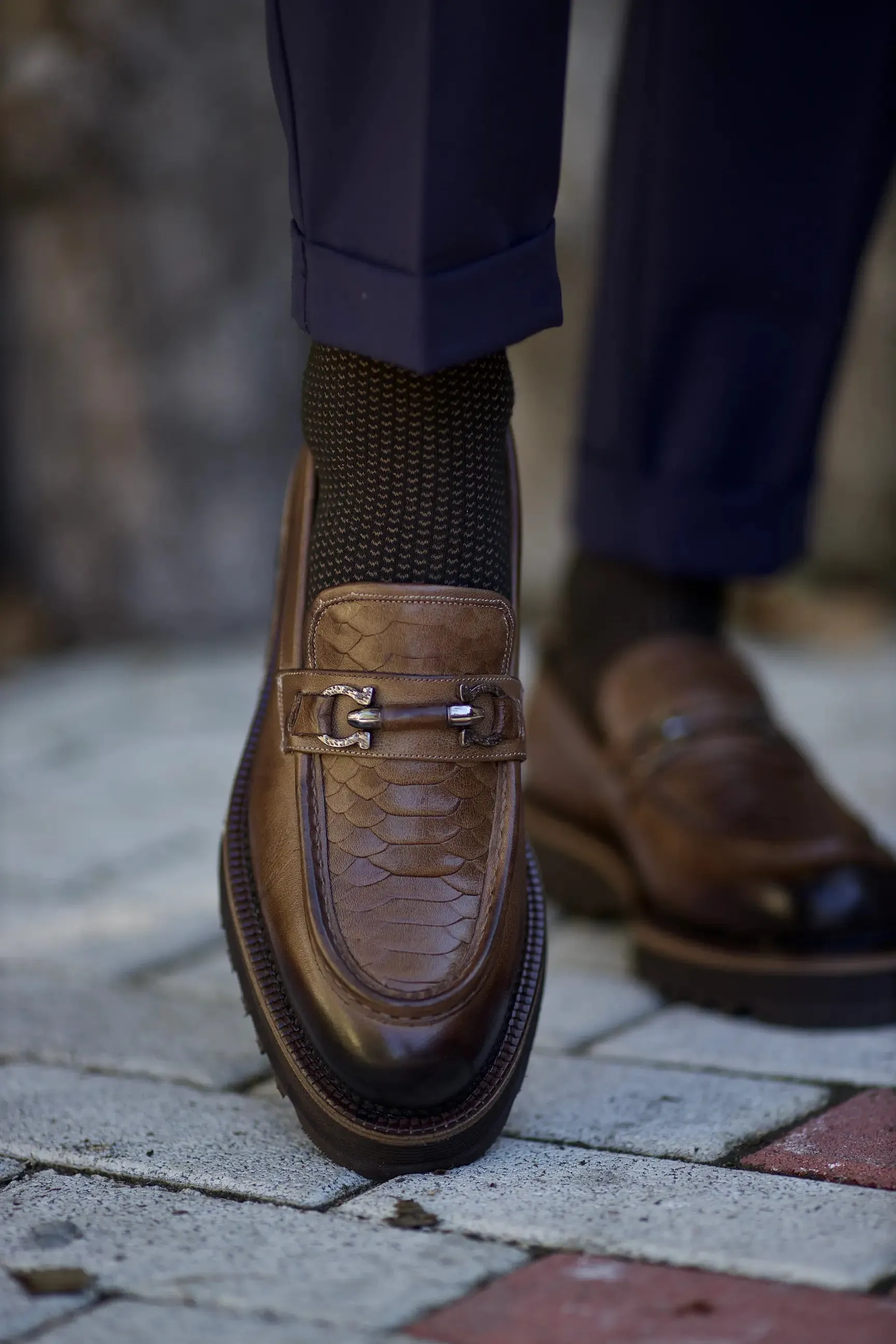 Brown SP Chunky Buckle Loafers