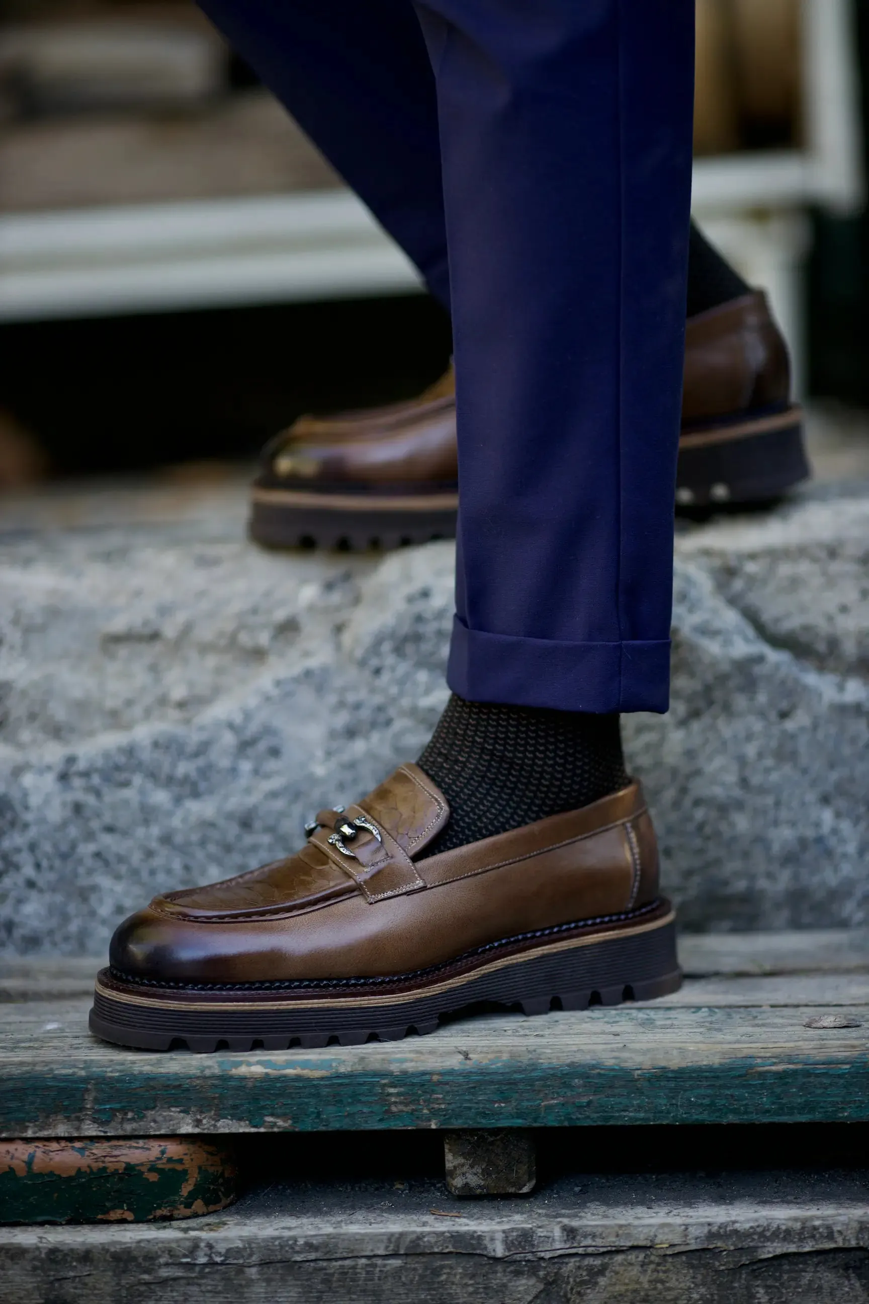 Brown SP Chunky Buckle Loafers