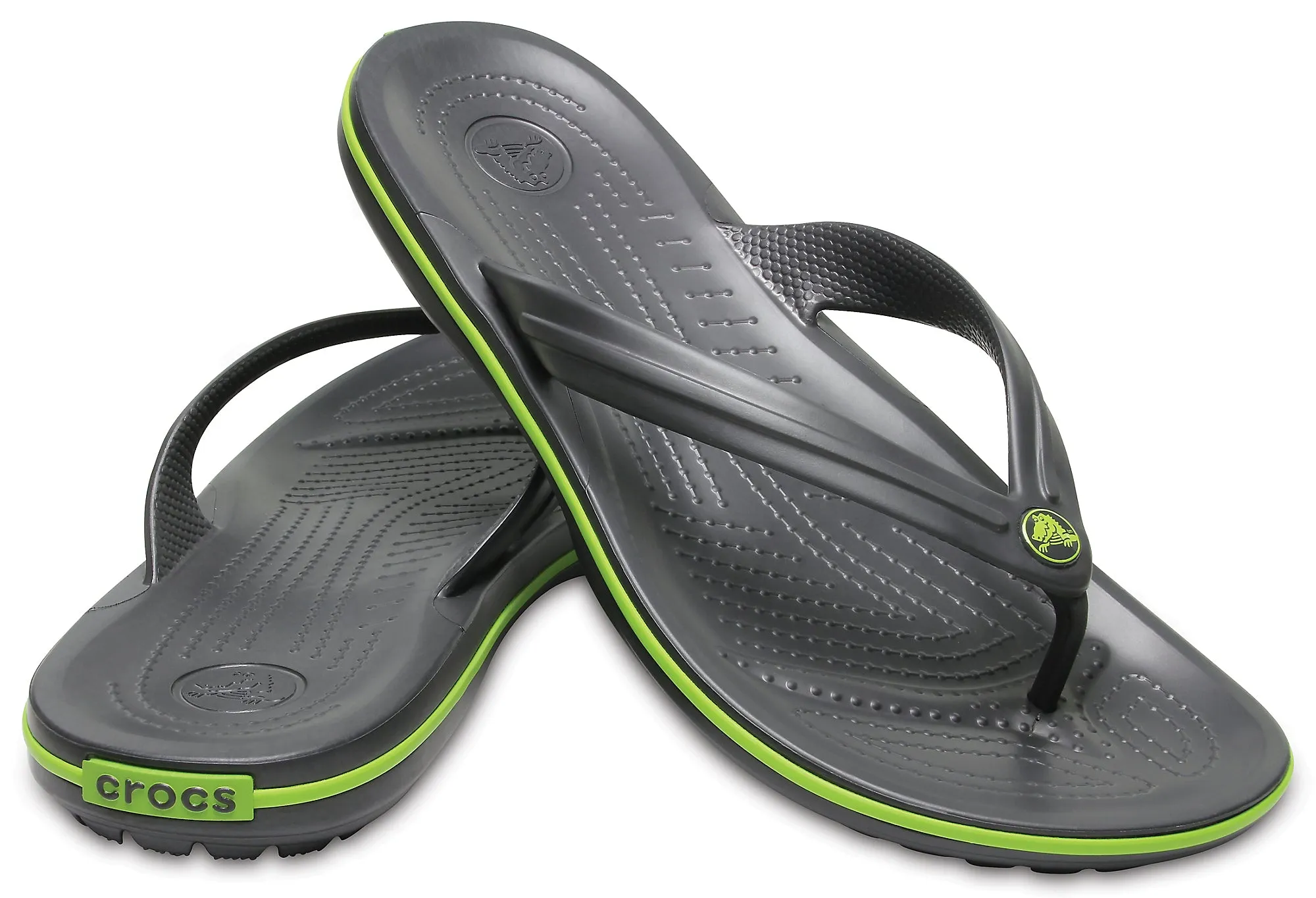 Crocs Adults Unisex Crocband Flip Flops In Graphite/Volt Green