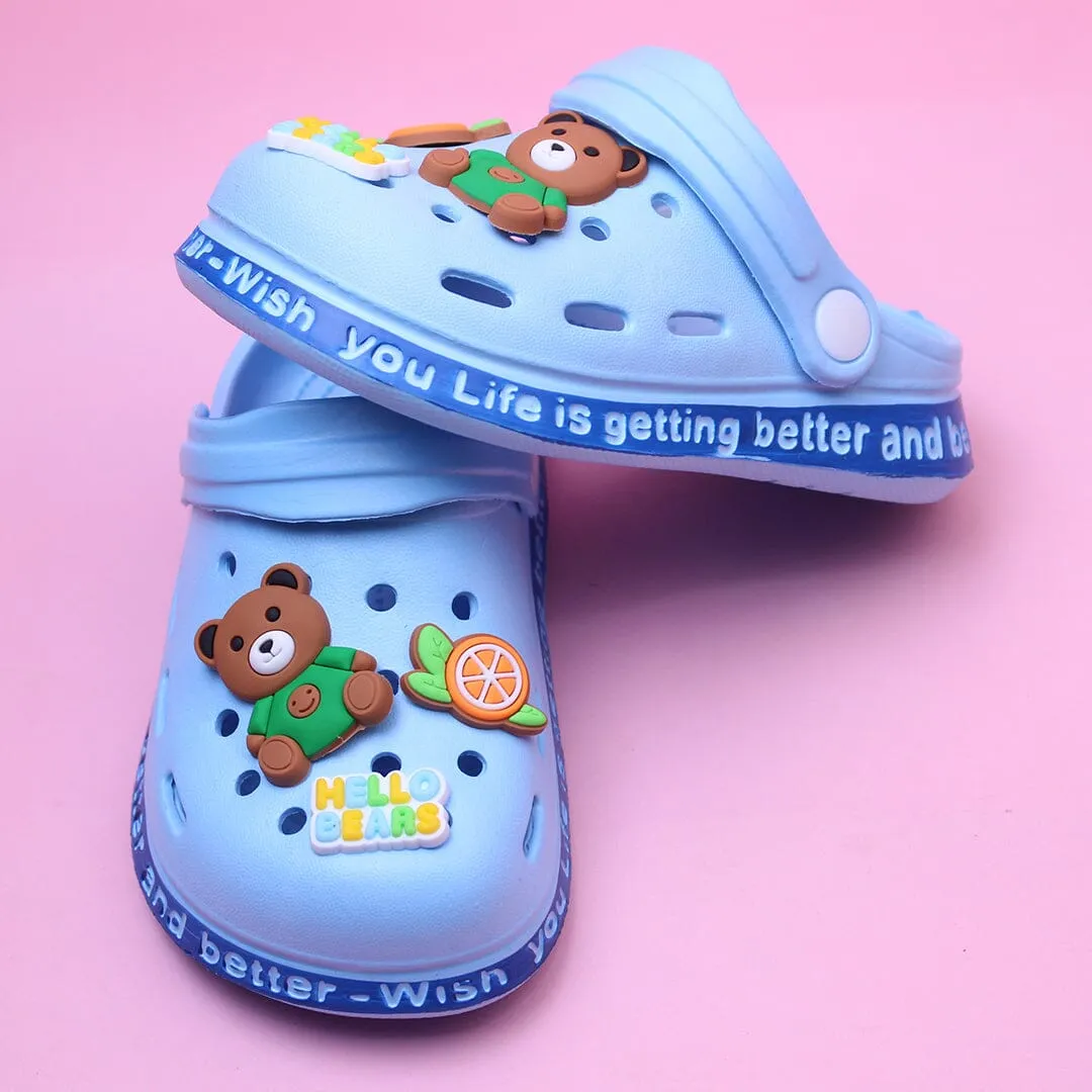 Cute Light Blue Hello Bears Kids Sandals