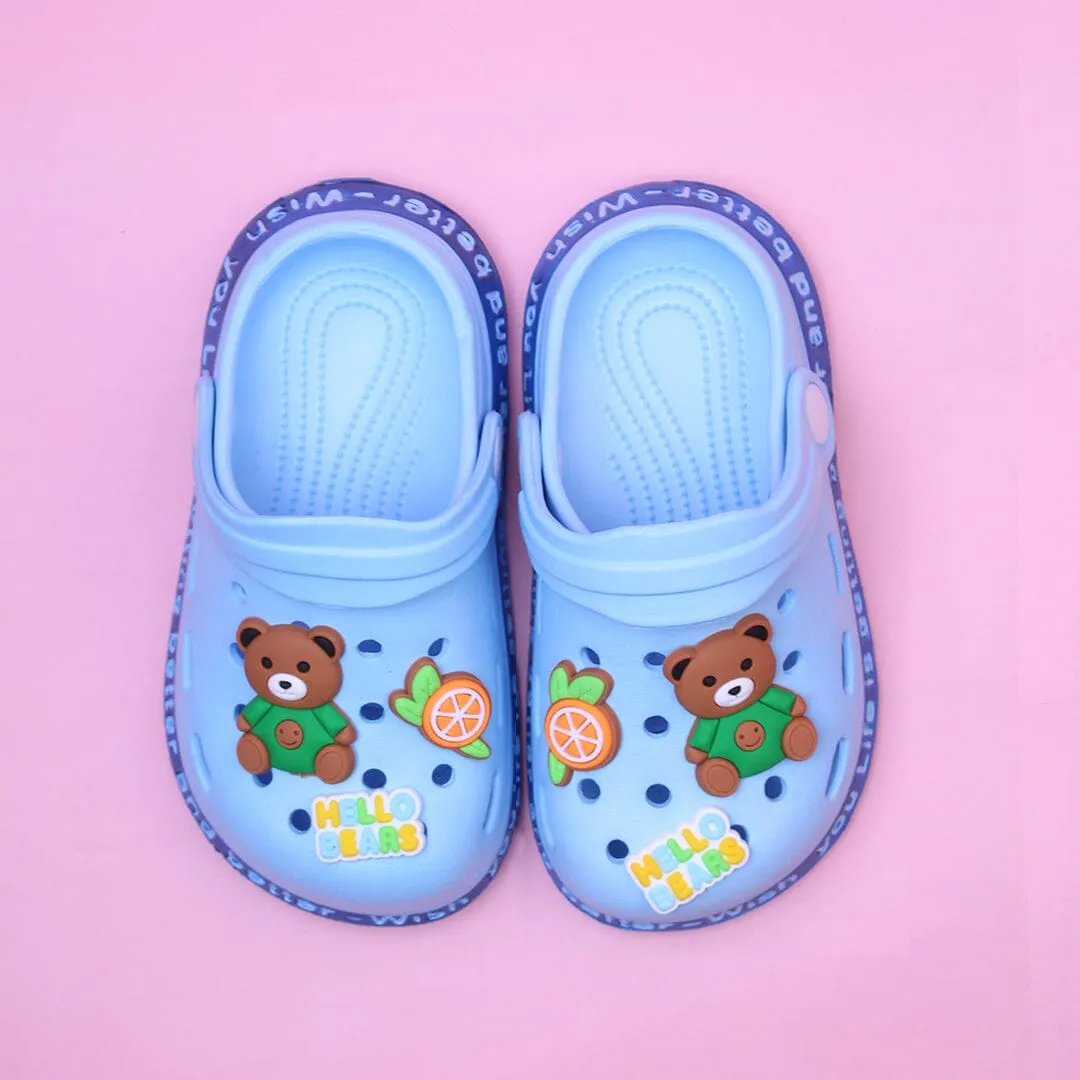 Cute Light Blue Hello Bears Kids Sandals