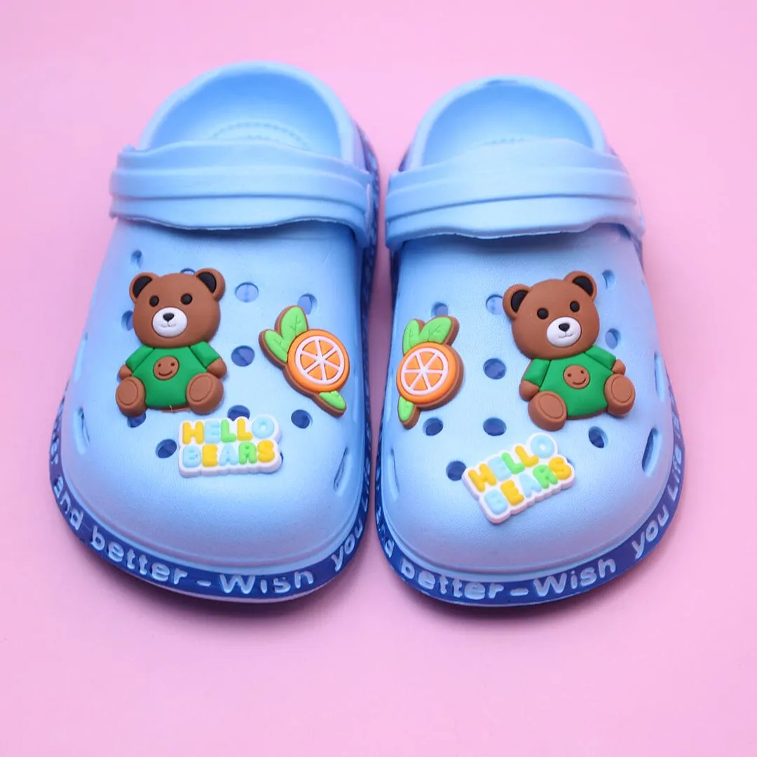 Cute Light Blue Hello Bears Kids Sandals