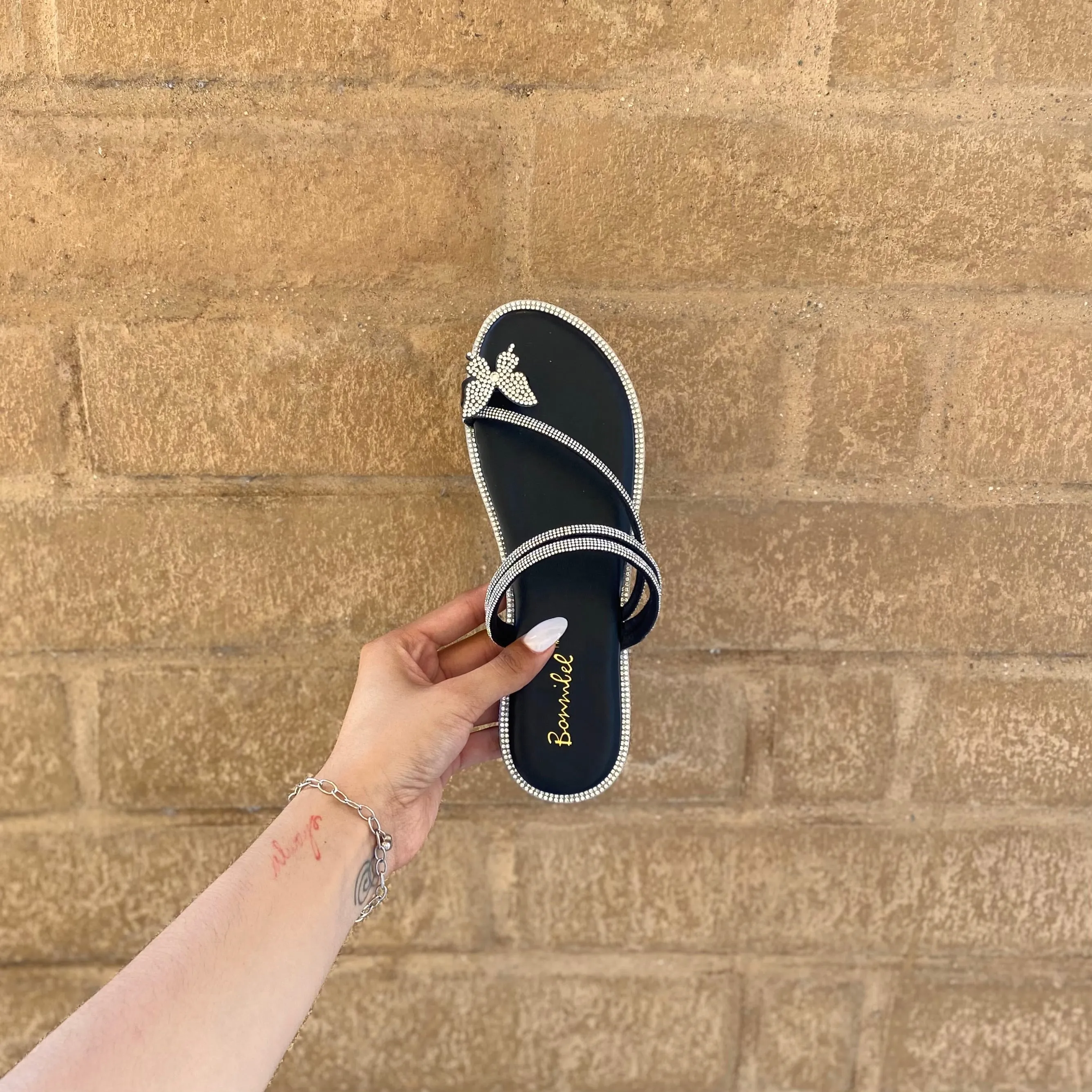 Elizabeth Butterfly Sandals (Black)