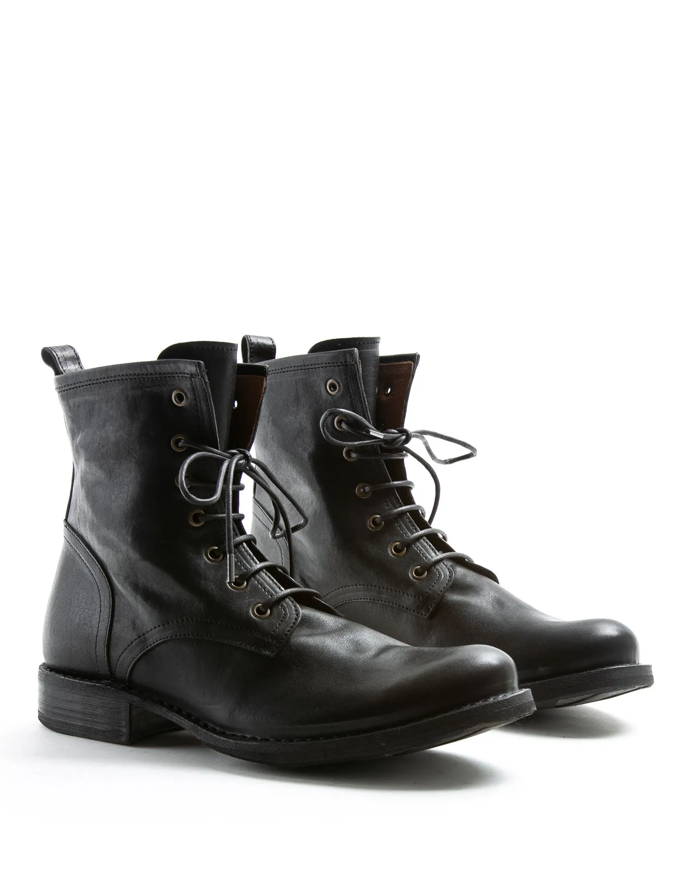 ELME Black Leather Lace-up Boots