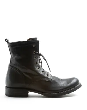 ELME Black Leather Lace-up Boots