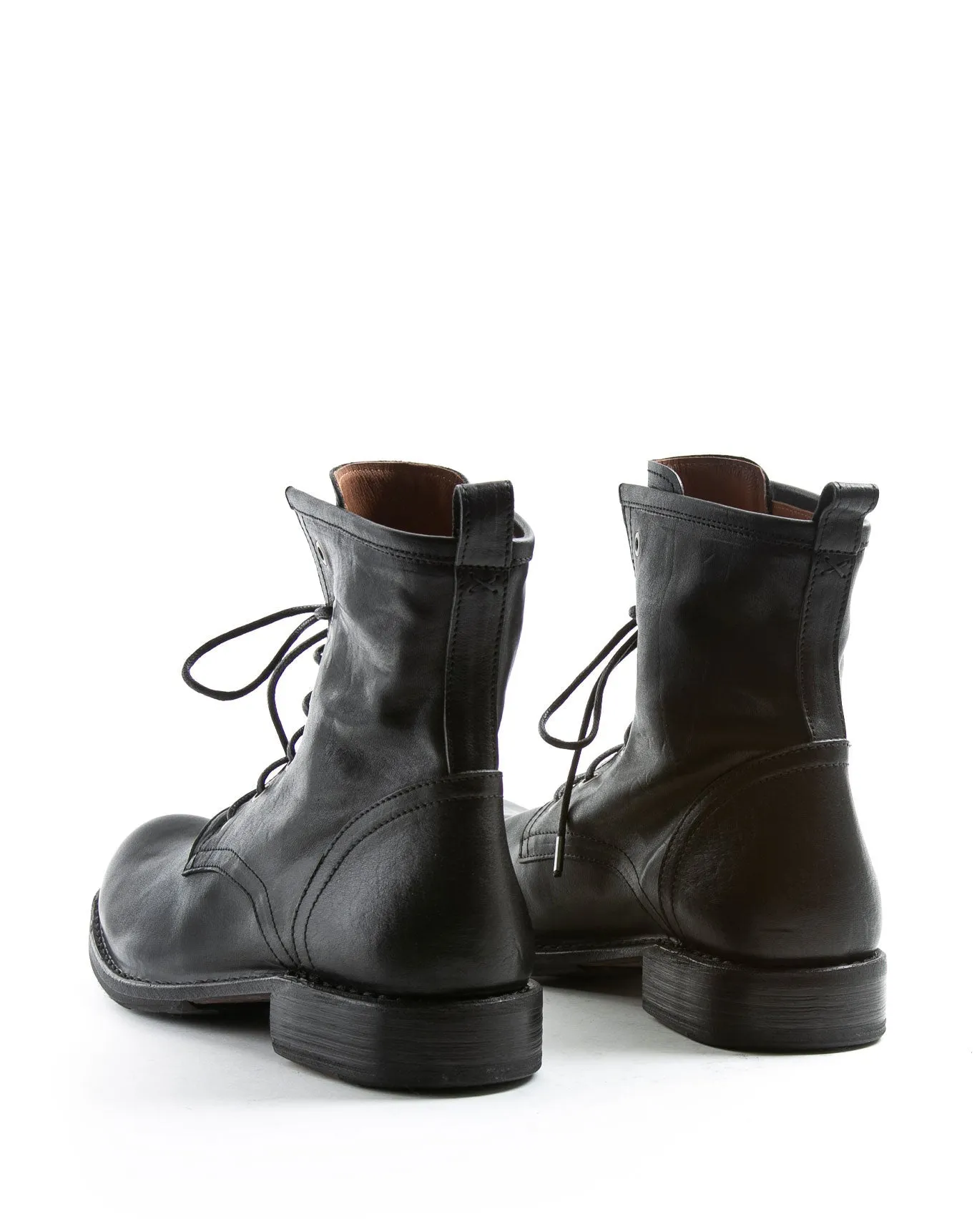 ELME Black Leather Lace-up Boots