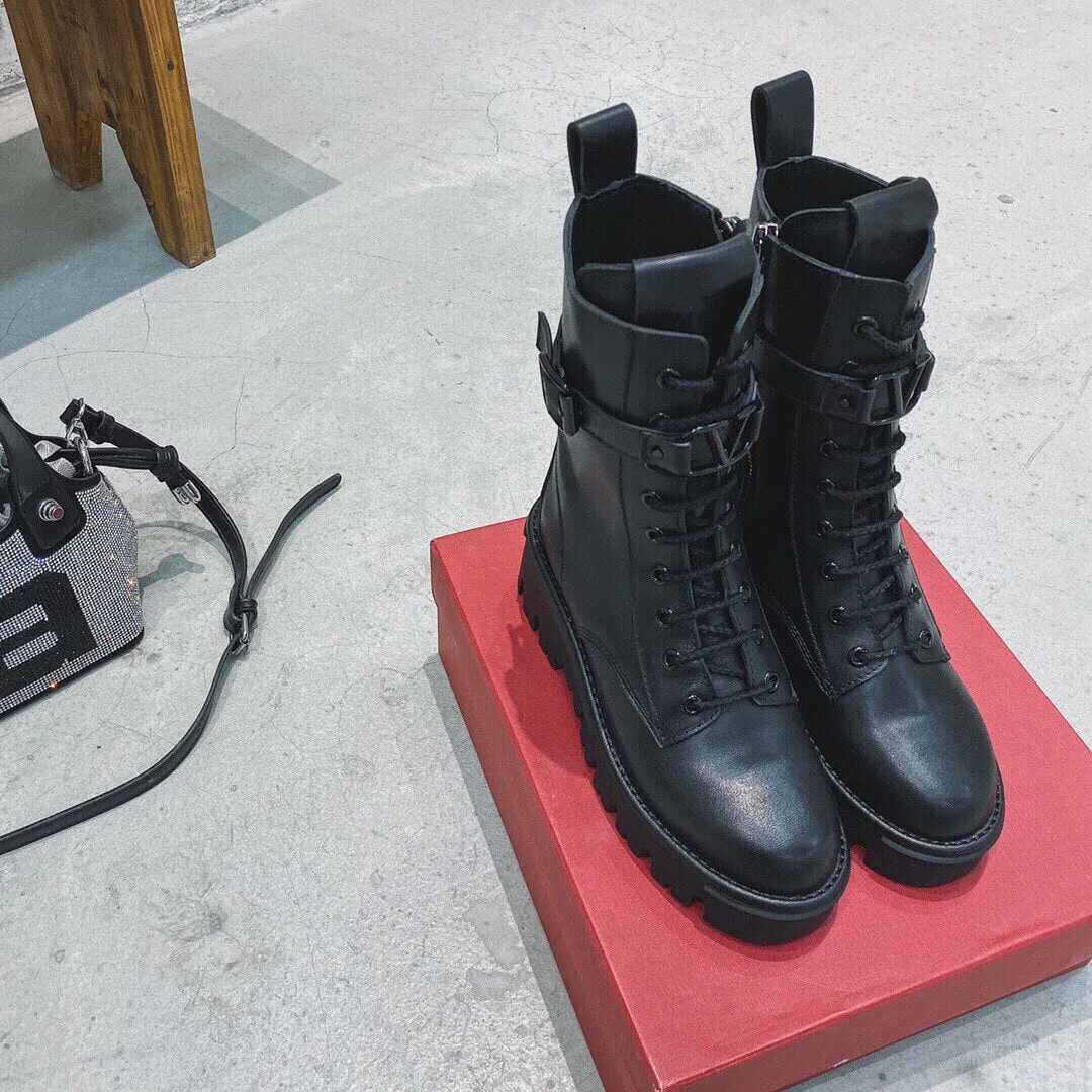 Genuine Leather Mid-Calf Boots Woman