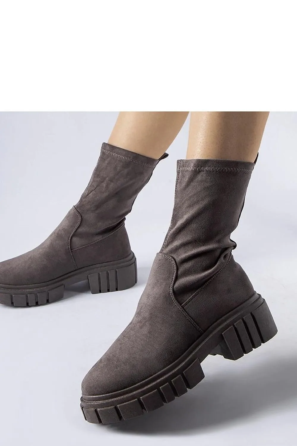 Gray slip-on ankle boots