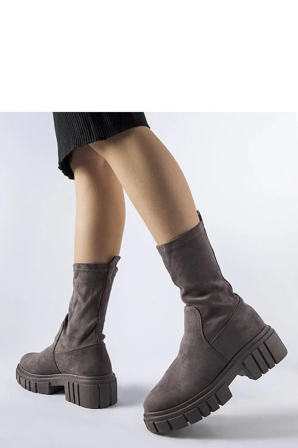 Gray slip-on ankle boots