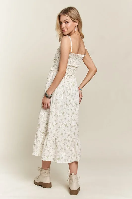 Hazel Blues® |  ADORA Smocked Floral Sweetheart Neck Cami Dress