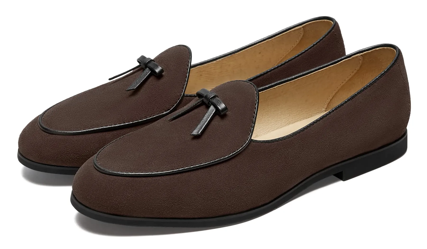Journey West Suede Tassel Loafer for Women Slip-on Belgian Penny Loafers Shoes for Women Coffee US 8