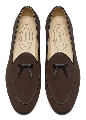 Journey West Suede Tassel Loafer for Women Slip-on Belgian Penny Loafers Shoes for Women Coffee US 8