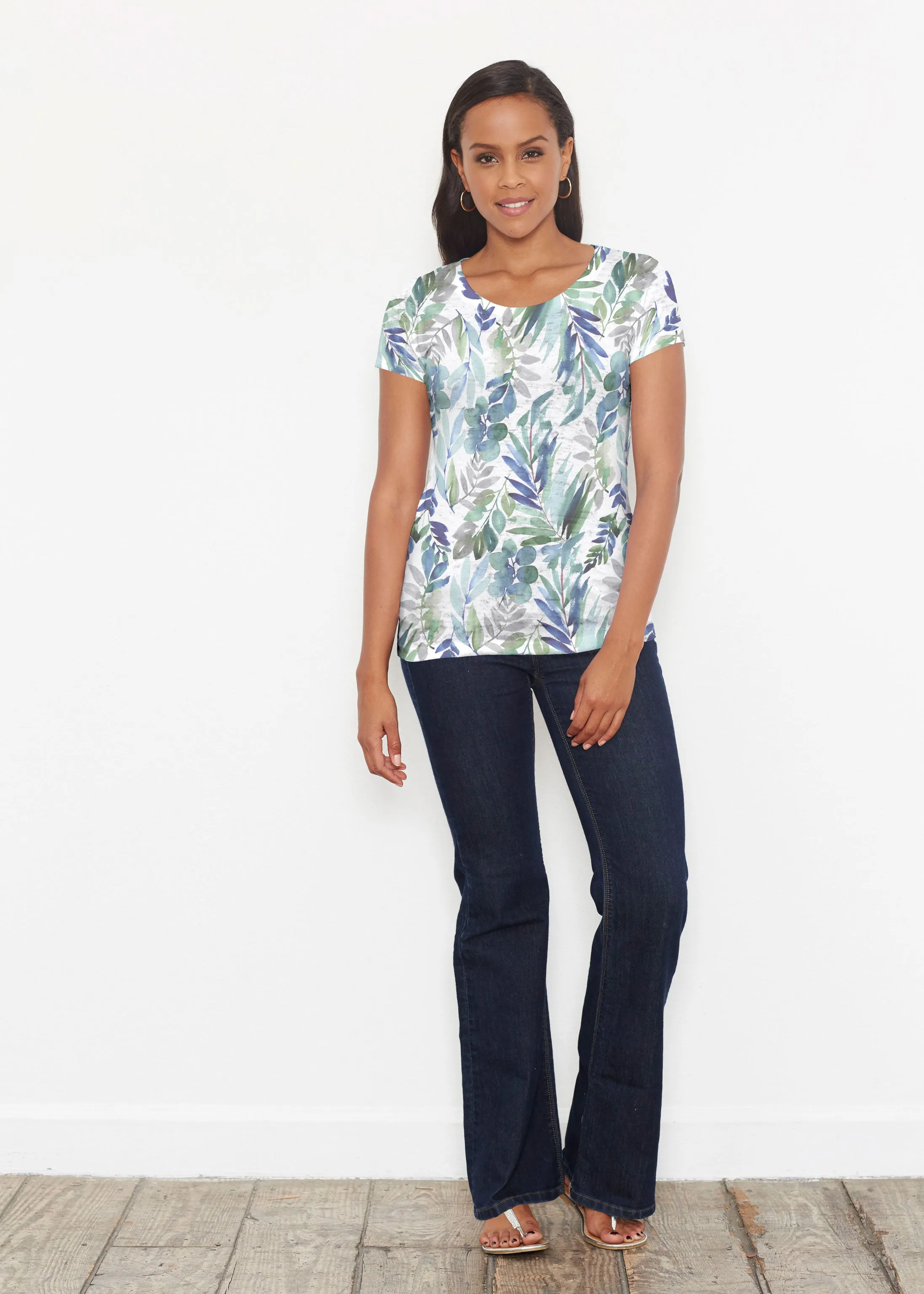Leah Leaves (16258) ~ Short Sleeve Scoop Shirt