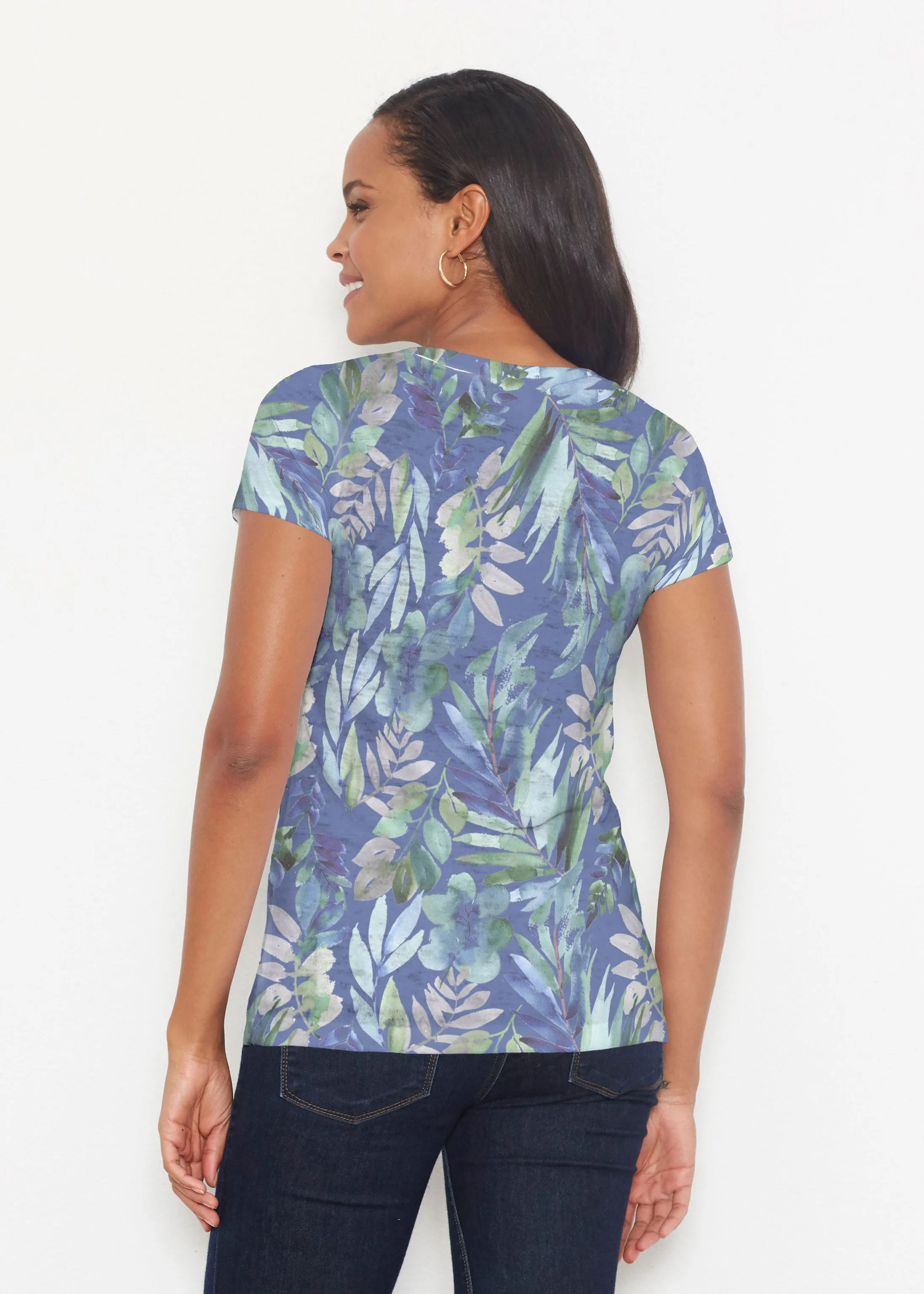 Leah Leaves (16258) ~ Short Sleeve Scoop Shirt