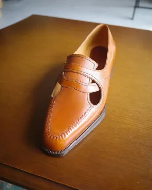 Luxury Edition - Tan Italian Leather Ibiza Slip On Crossed Component - Loafers ita02
