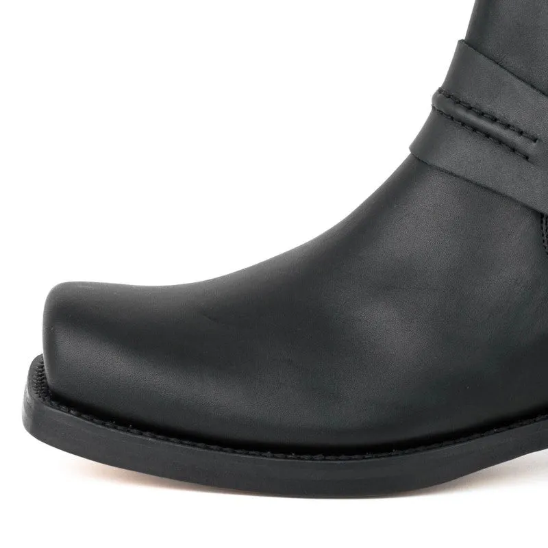 Men's and Women's Handmade Black Leather Biker Boots or Ankle Boots 04