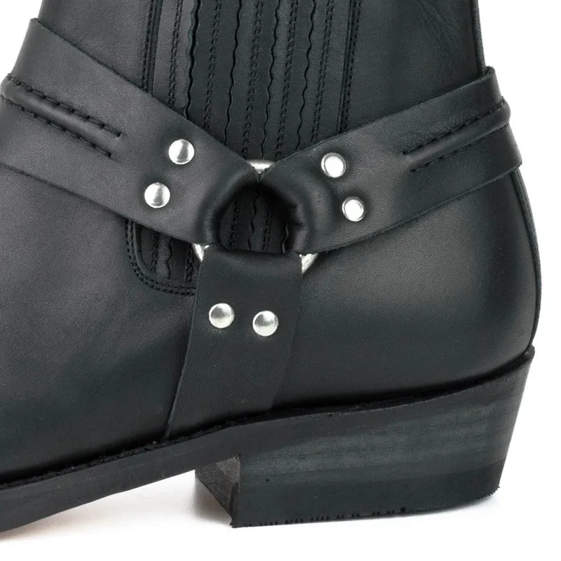 Men's and Women's Handmade Black Leather Biker Boots or Ankle Boots 04
