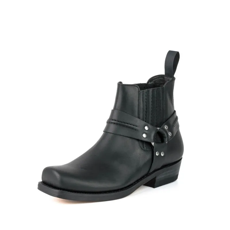 Men's and Women's Handmade Black Leather Biker Boots or Ankle Boots 04