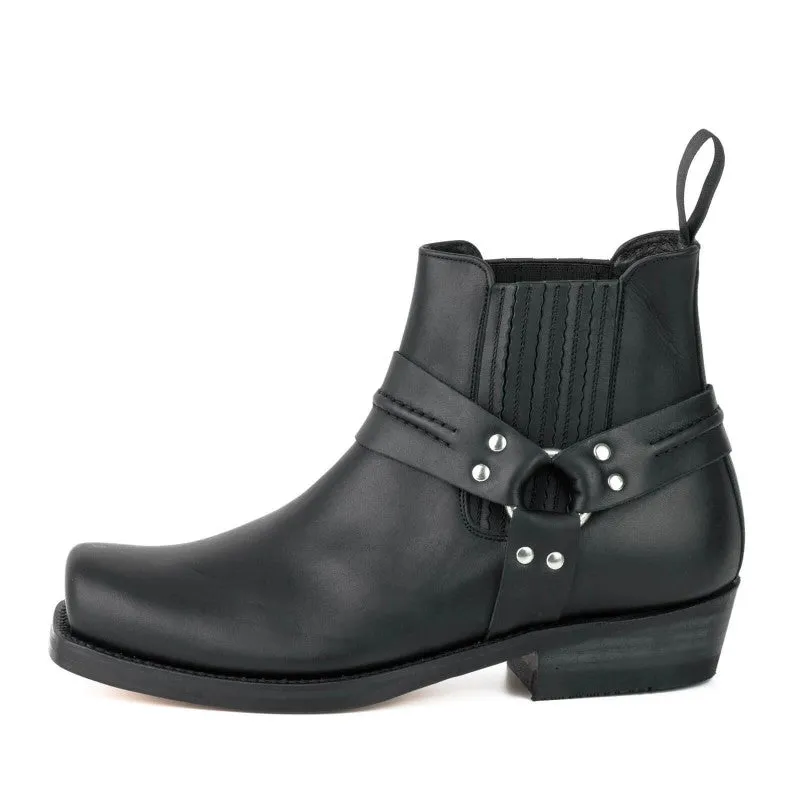 Men's and Women's Handmade Black Leather Biker Boots or Ankle Boots 04