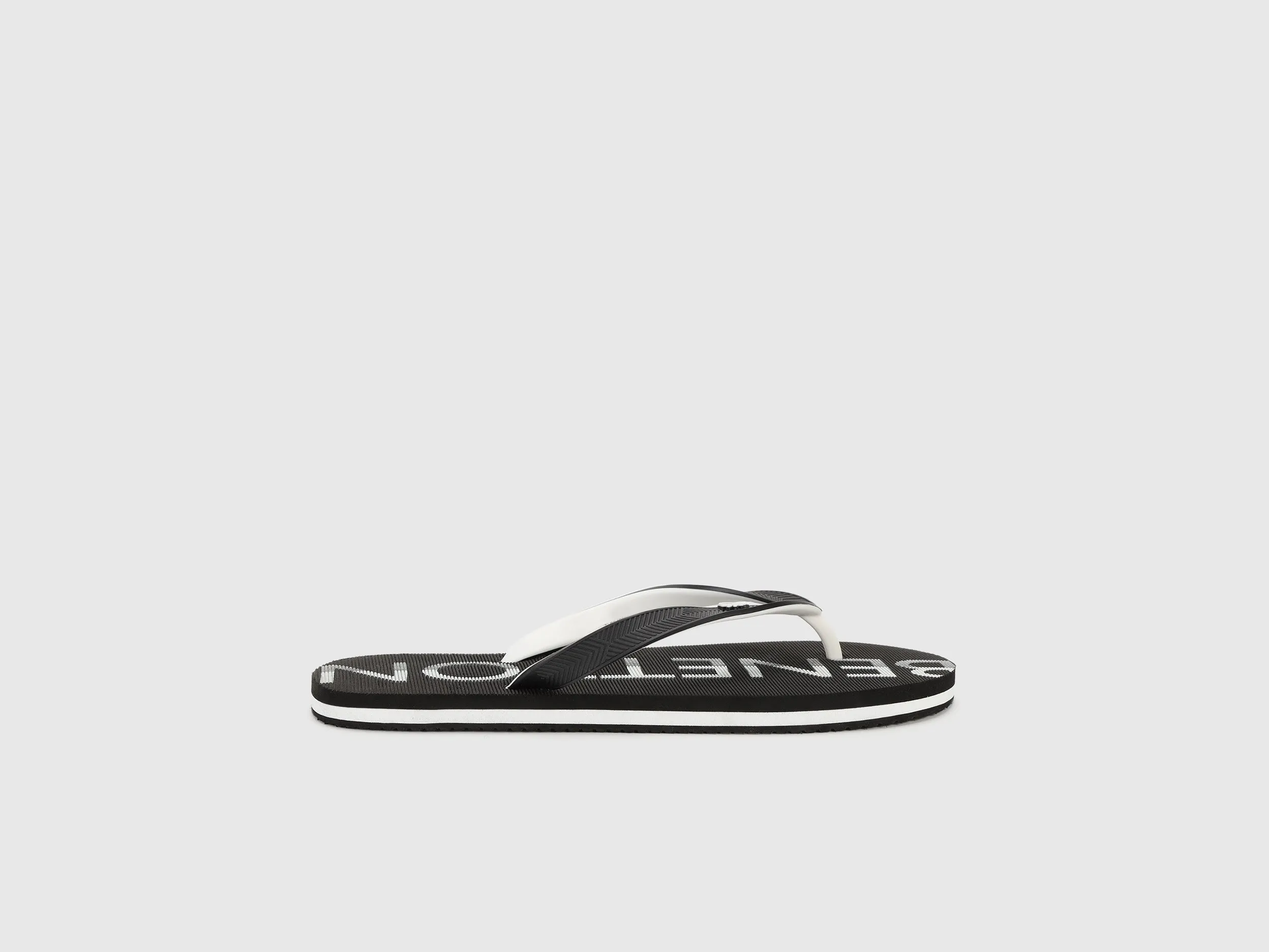 Men's Black Brand Logo Thong Flip-Flops