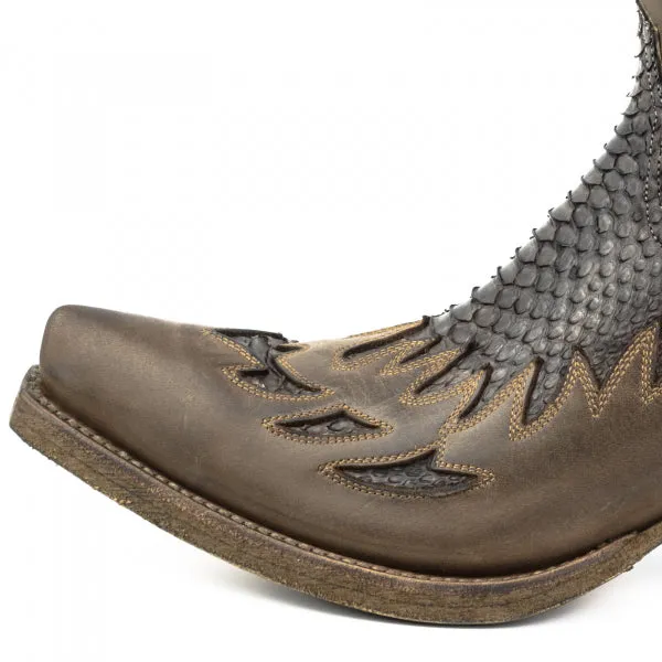 Men's Cowboy Boots or Ankle Boots Handcrafted Brown and Black Leather Exotic 12 Texanas