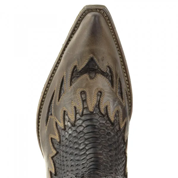 Men's Cowboy Boots or Ankle Boots Handcrafted Brown and Black Leather Exotic 12 Texanas