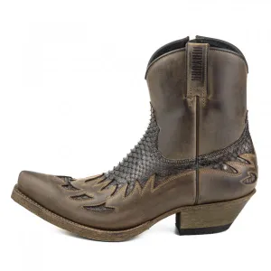 Men's Cowboy Boots or Ankle Boots Handcrafted Brown and Black Leather Exotic 12 Texanas