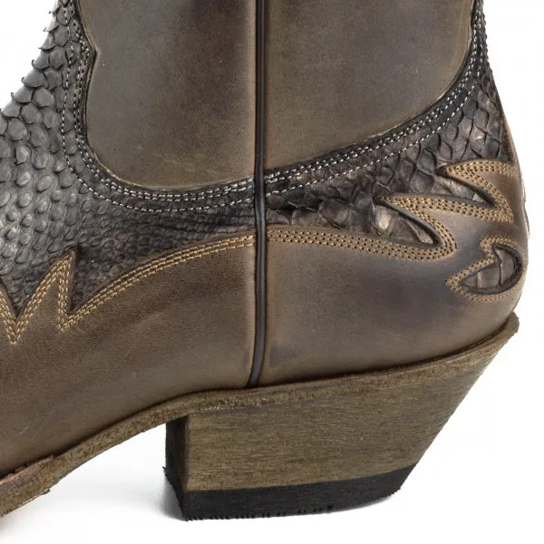 Men's Cowboy Boots or Ankle Boots Handcrafted Brown and Black Leather Exotic 12 Texanas