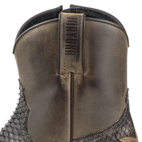 Men's Cowboy Boots or Ankle Boots Handcrafted Brown and Black Leather Exotic 12 Texanas