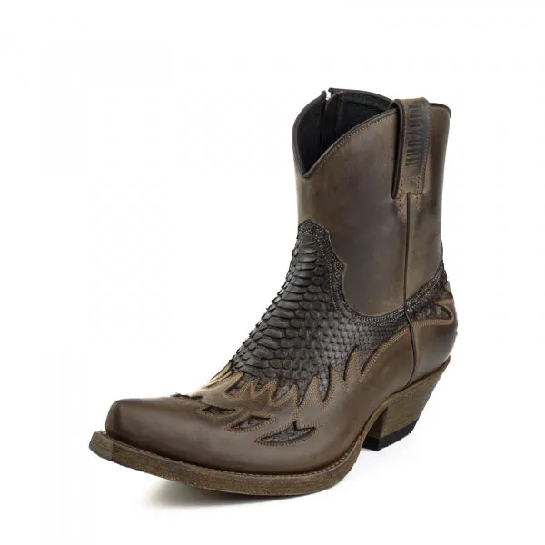 Men's Cowboy Boots or Ankle Boots Handcrafted Brown and Black Leather Exotic 12 Texanas