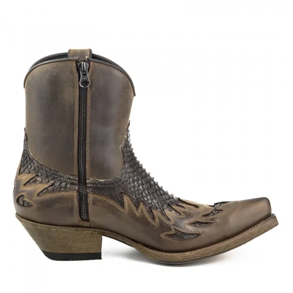 Men's Cowboy Boots or Ankle Boots Handcrafted Brown and Black Leather Exotic 12 Texanas