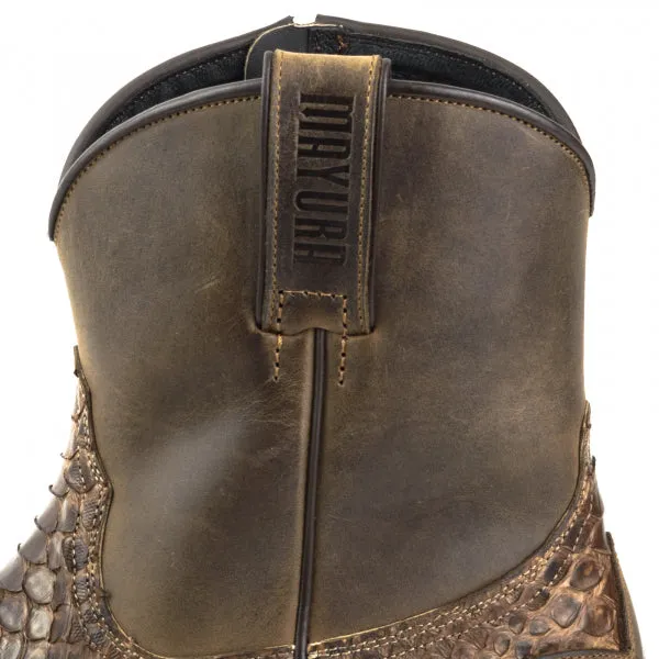 Men's Cowboy Boots or Ankle Boots Handcrafted in Exotic Matte Brown Leather 12 Texans