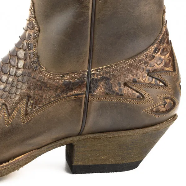 Men's Cowboy Boots or Ankle Boots Handcrafted in Exotic Matte Brown Leather 12 Texans