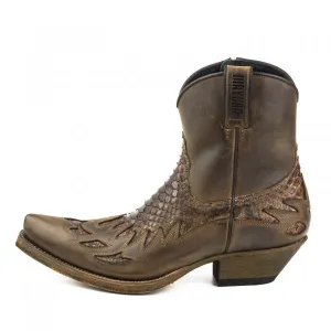 Men's Cowboy Boots or Ankle Boots Handcrafted in Exotic Matte Brown Leather 12 Texans