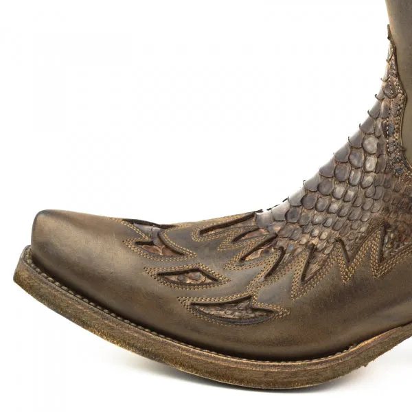 Men's Cowboy Boots or Ankle Boots Handcrafted in Exotic Matte Brown Leather 12 Texans