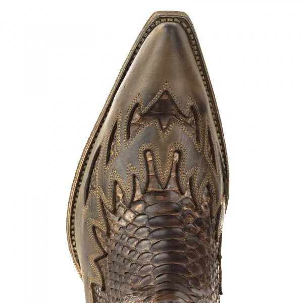 Men's Cowboy Boots or Ankle Boots Handcrafted in Exotic Matte Brown Leather 12 Texans