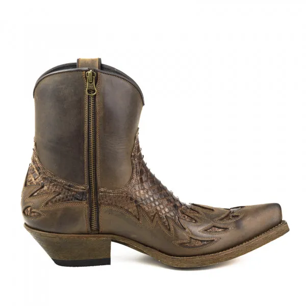 Men's Cowboy Boots or Ankle Boots Handcrafted in Exotic Matte Brown Leather 12 Texans