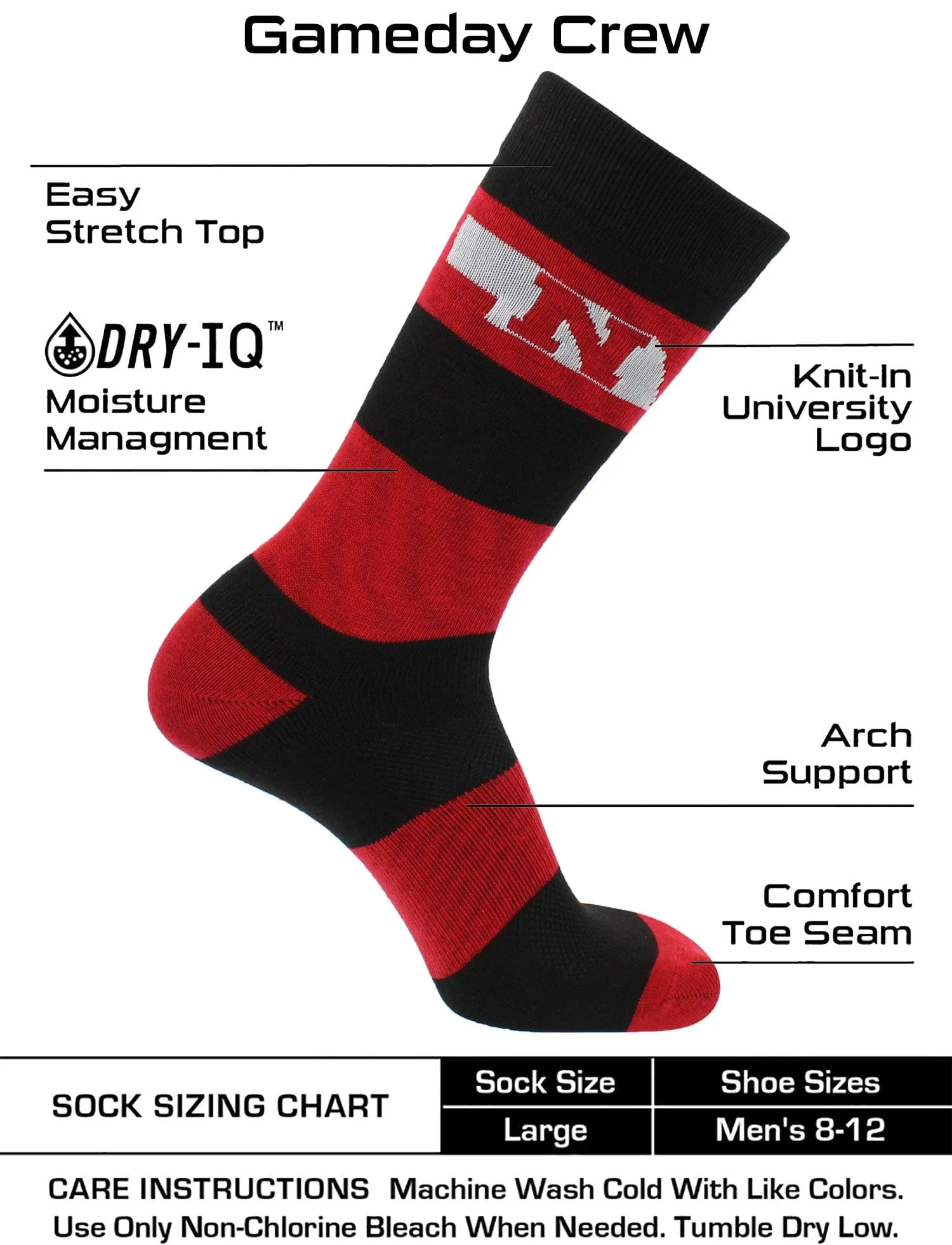 Nebraska Cornhuskers Socks Game Day Striped Crew Socks