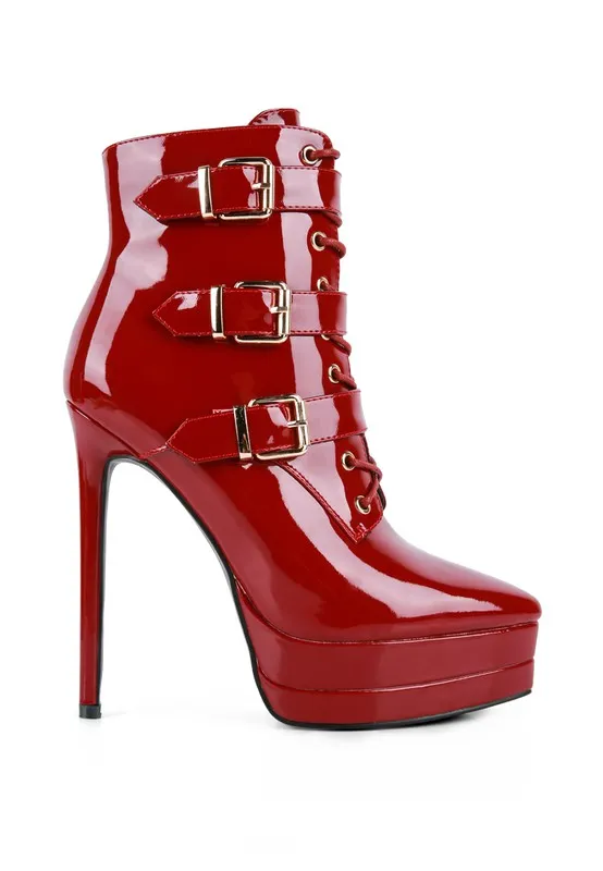Patent PU Stiletto Boots