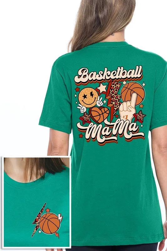 Retro Basketball Mama Front Back Graphic T Shirts