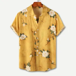 Retro Floral Hawaiian Short Sleeve Shirt for a Carefree Summer