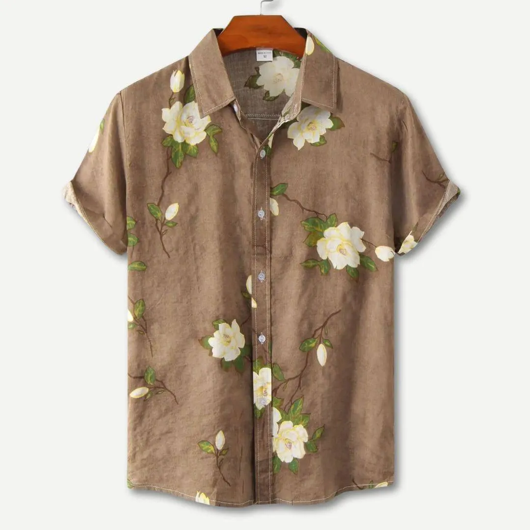 Retro Floral Hawaiian Short Sleeve Shirt for a Carefree Summer