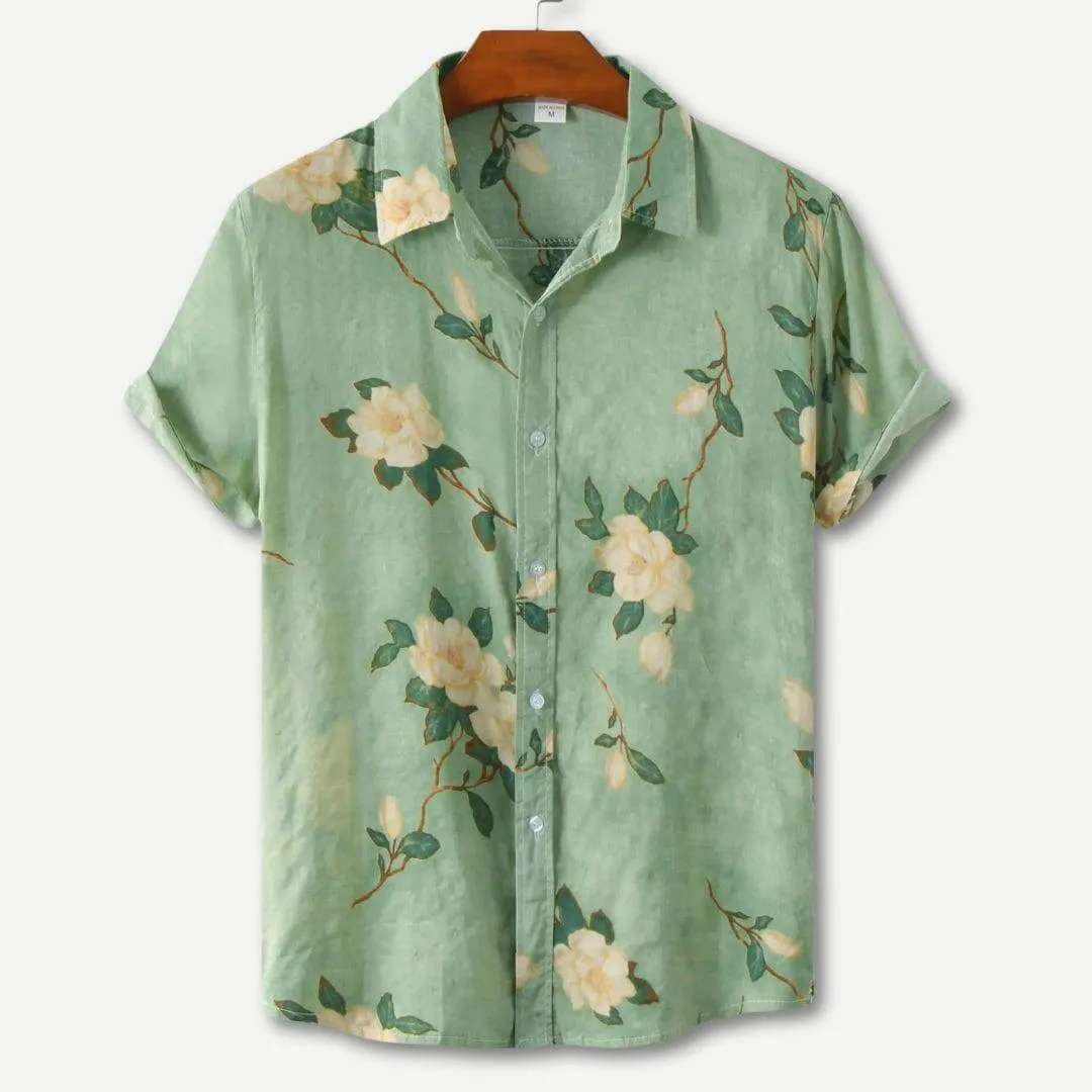 Retro Floral Hawaiian Short Sleeve Shirt for a Carefree Summer