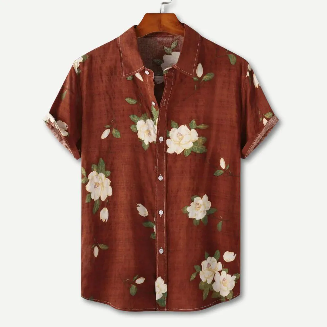 Retro Floral Hawaiian Short Sleeve Shirt for a Carefree Summer