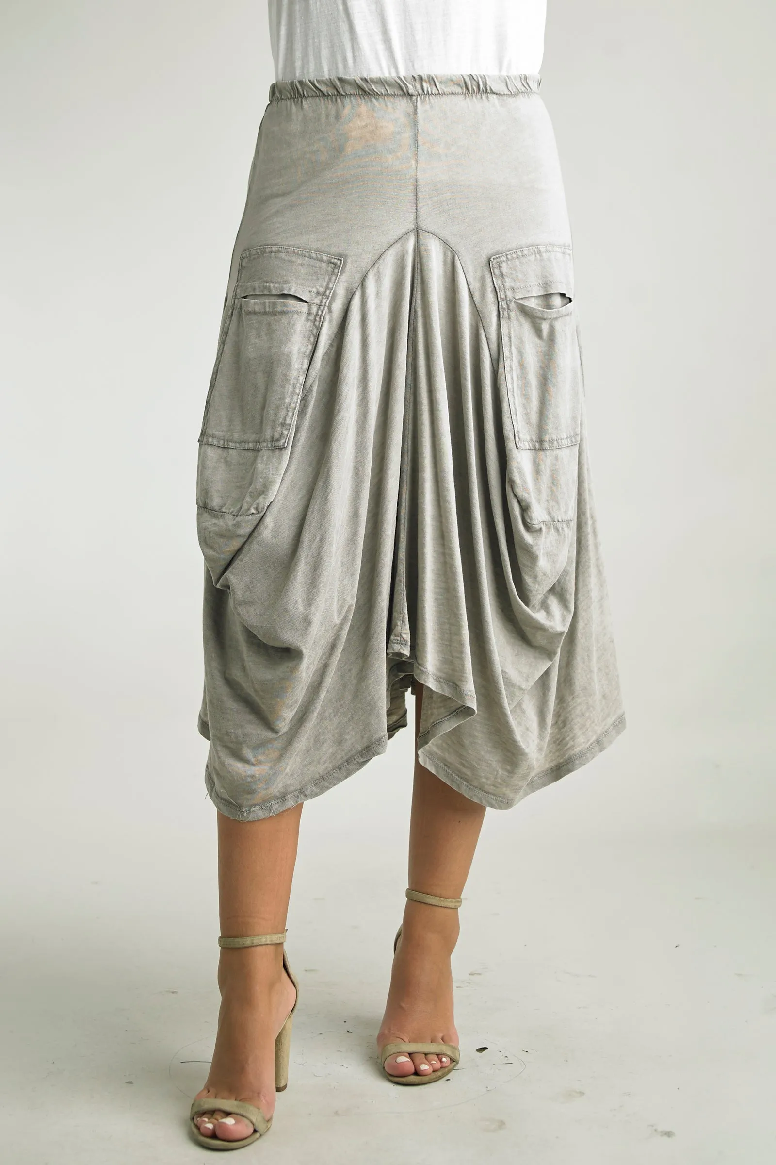 Ruched Cotton Skirt